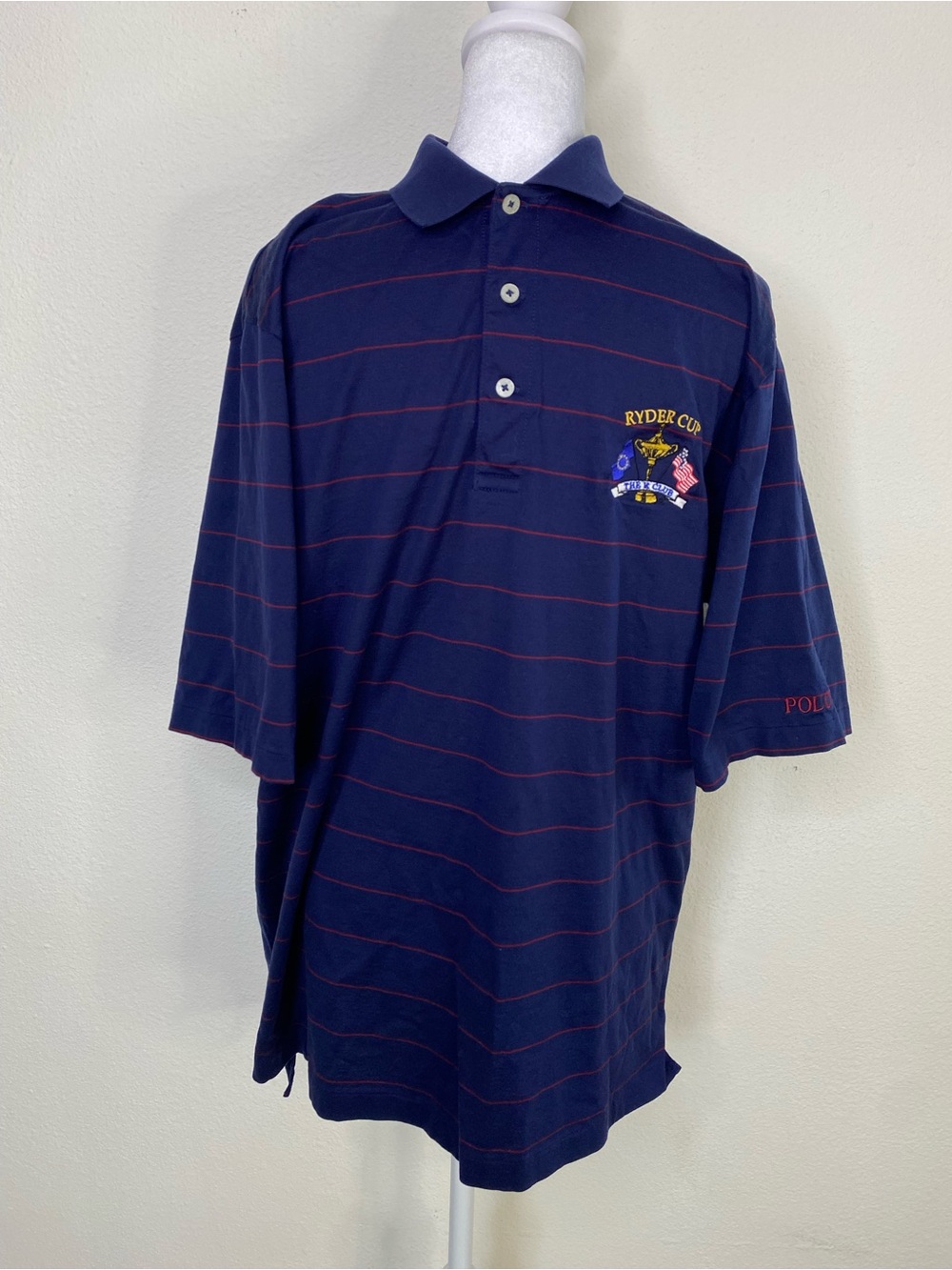 Ralph Lauren Polo Golf Cotton Polo M Navy Red Stripes Embroidered Dadcore Preppy